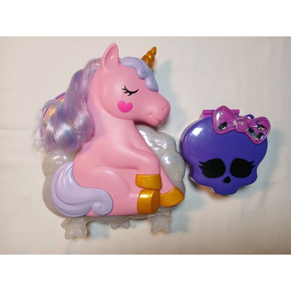 Polly Pocket Rainbow Unicorn And Monster High Lot W/ 2 Dolls